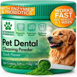 Dog Dental Powder, Plaque and Tartar Remover for Dogs, Bad Breath Freshener Treatment, Natural Tooth Cleaning Powder for Dogs, 4.09oz Beef Mint