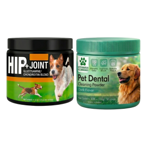 2-in-1 Essential Dog Wellness Bundle: Hip & Joint Support Chews and Natural Dental Care Powder